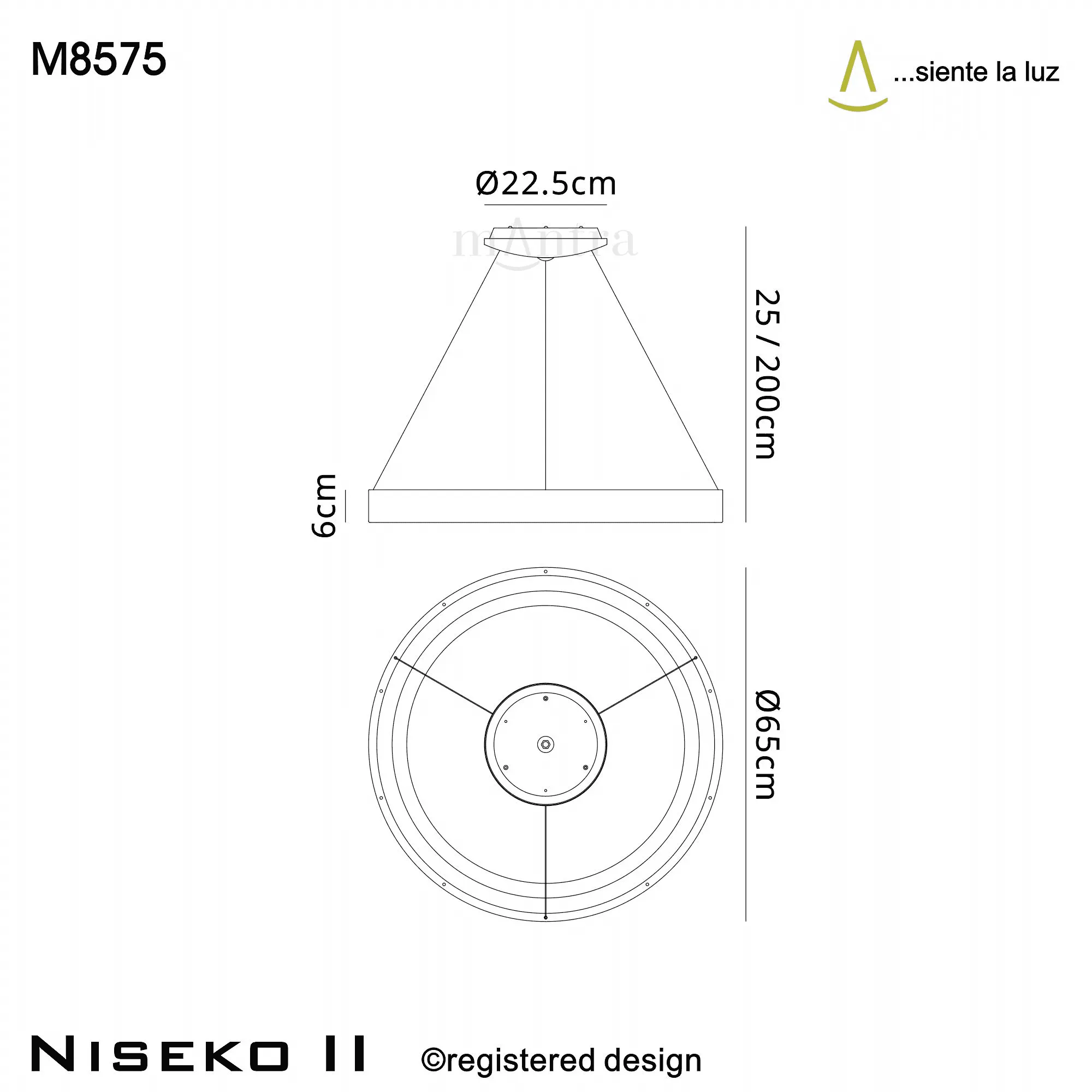 Mantra M8575 Niseko II Ring LED Pendant 65cm Remote Control Wood