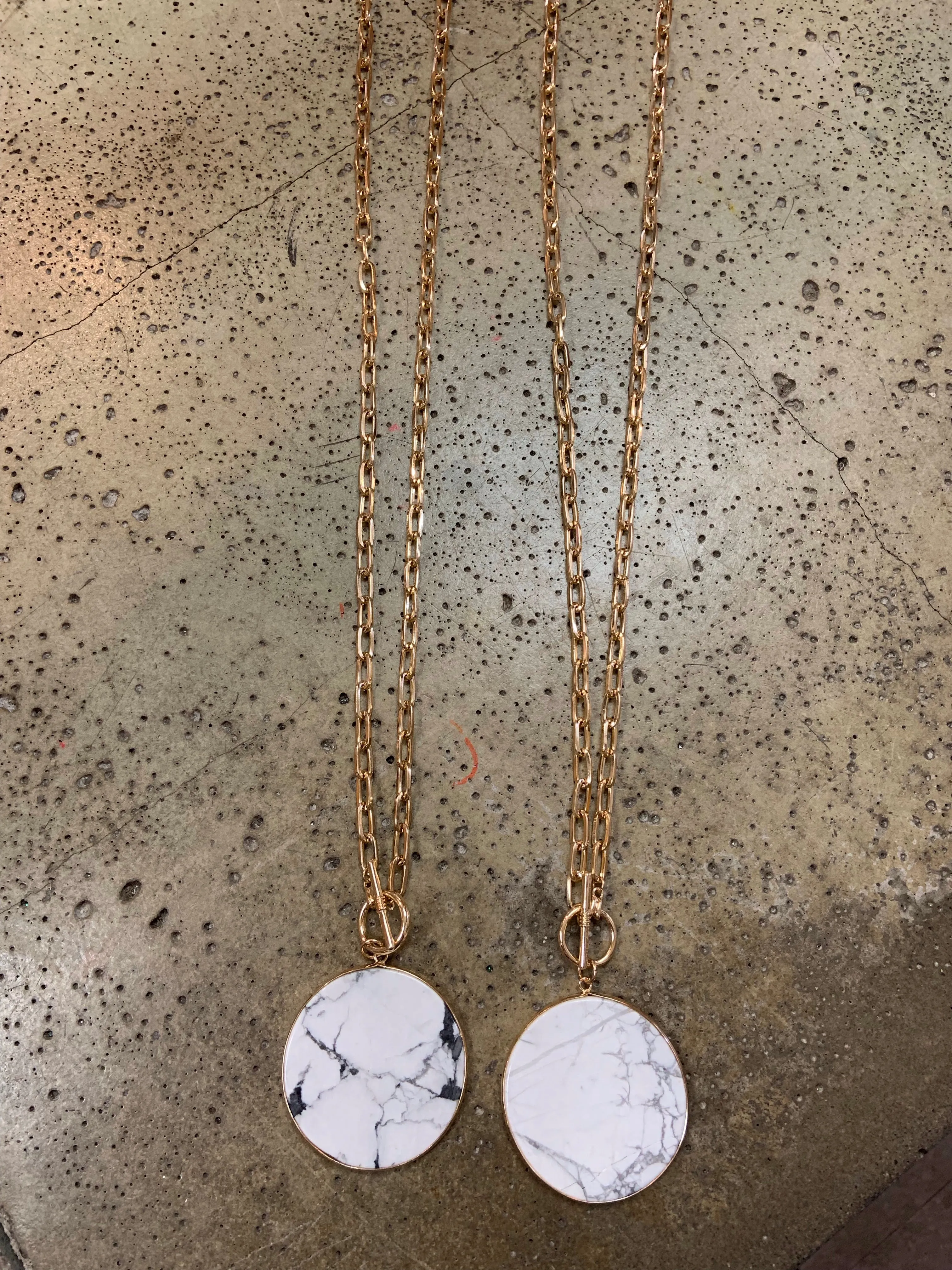 Marble Long Gold Necklace (Only 1 Teal Left!)