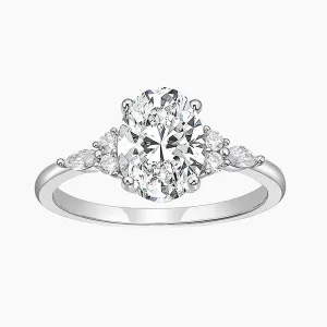 Marquise Oval Eternity Wedding Ring in Sterling Silver