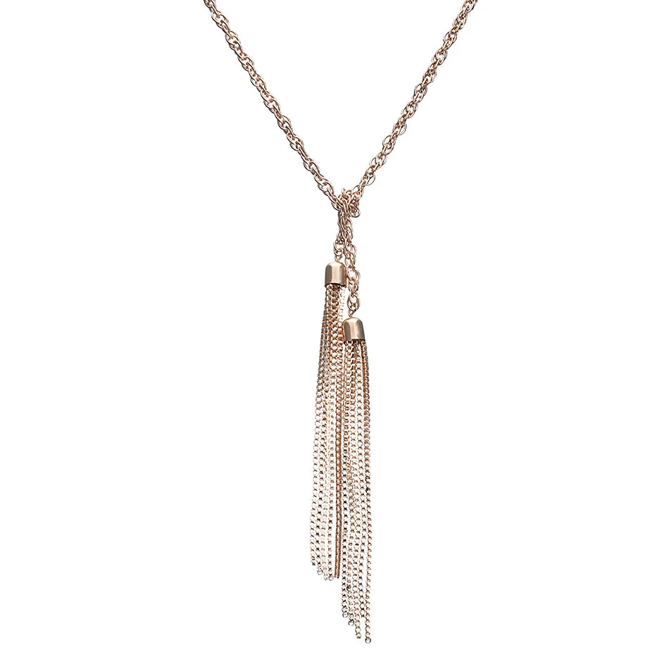 Match-Right Luxurious Double Tassel Necklace  Long Design Necklaces & Pendants Women Jewelry For Gift Party