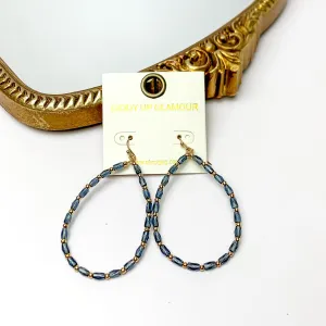 Midnight Blue Open Drop Earrings with Gold Tone Spacers