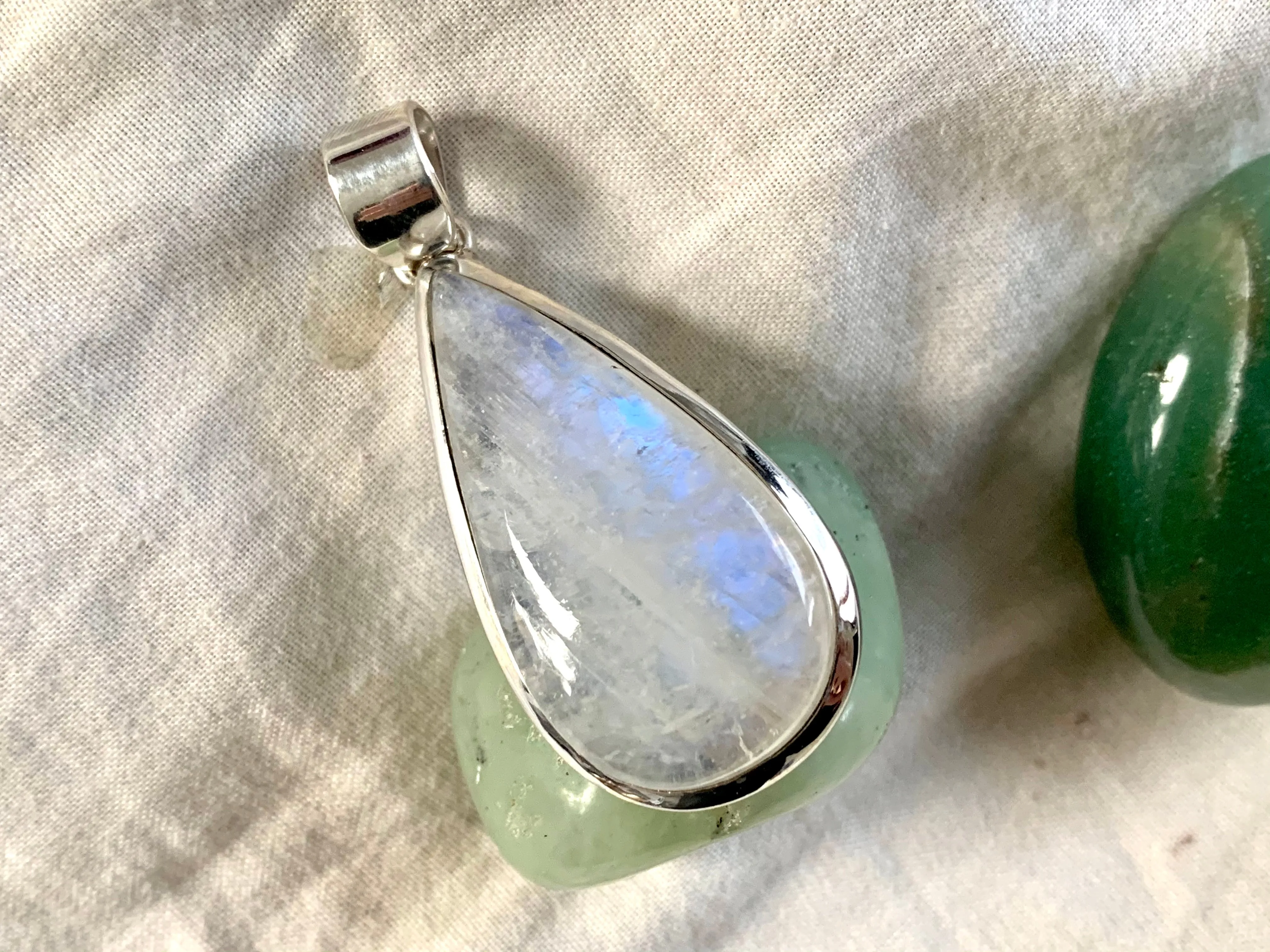 Moonstone Naevia Pendant - Skinny Long Teardrop