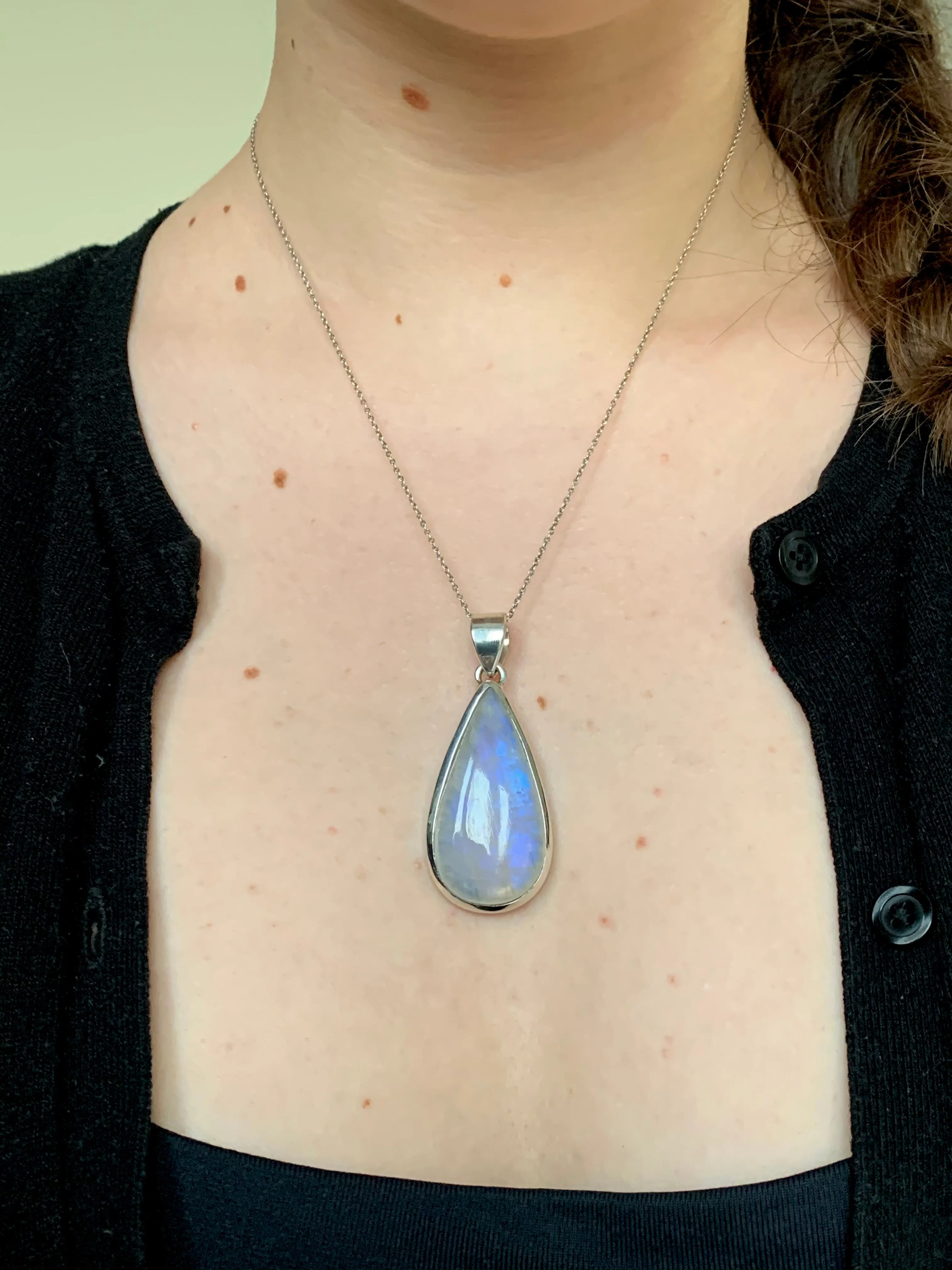 Moonstone Naevia Pendant - Skinny Long Teardrop