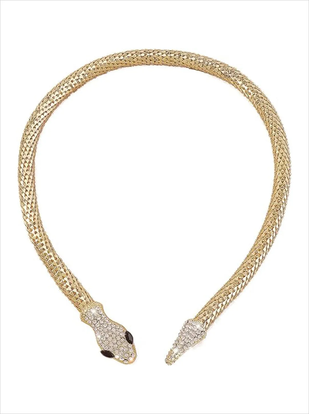 Ornaio 18 k Gold Plated Snake Necklace with Rhinestones