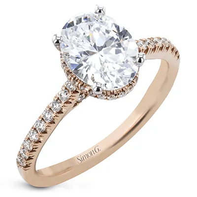 Oval-Cut Hidden Halo Engagement Ring In 18k Gold With Diamonds