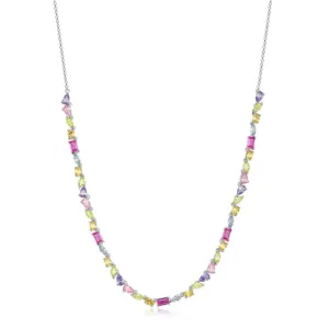 Rainbow CZ Tennis Necklace