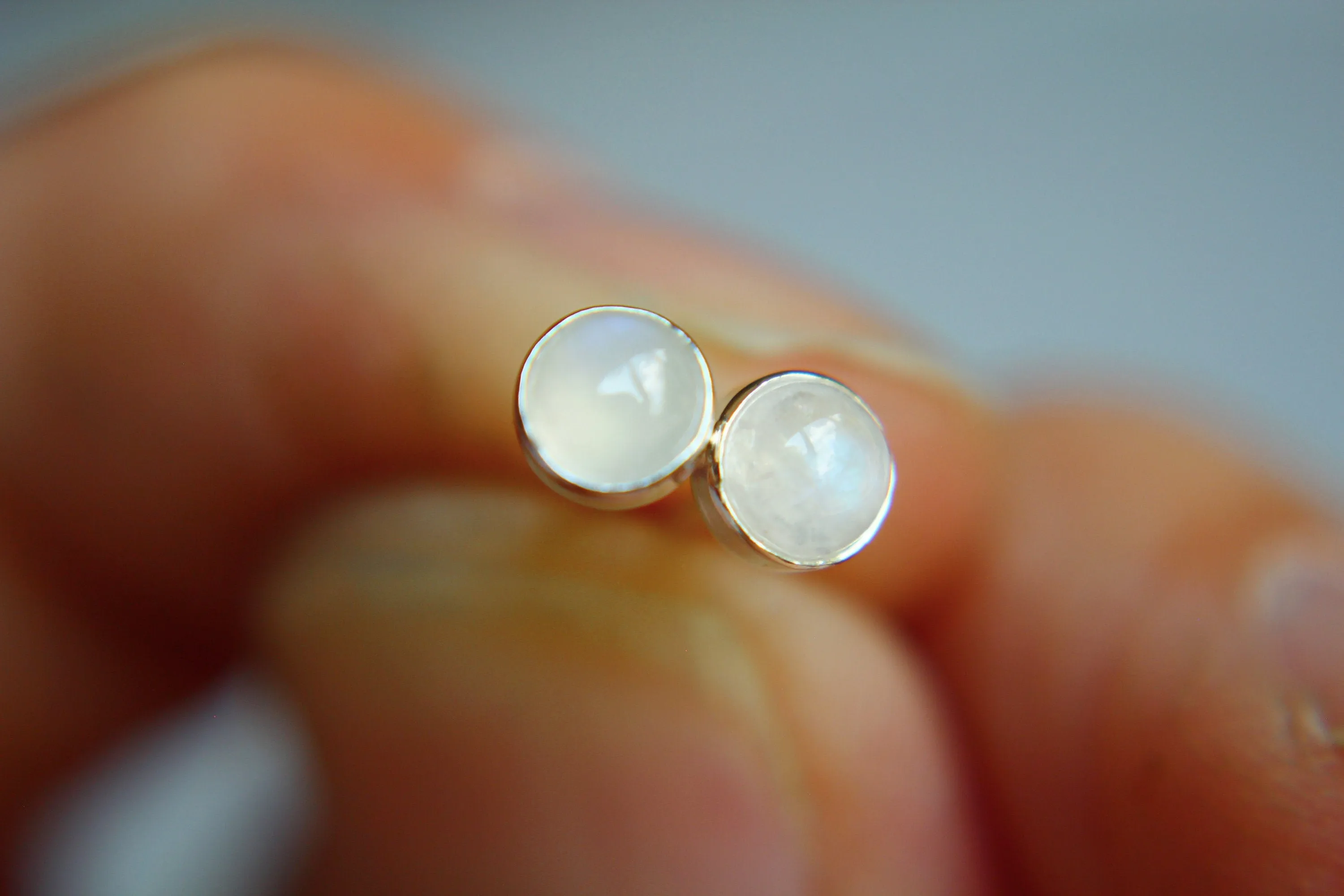 Rainbow Moonstone Earrings, Gemstone Earrings, Sterling Earrings, Post Earrings, Rainbow Moonstone Post Earrings, Small Earrings, Gift