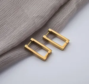 Rectangular Stud Earring | Rectangular Dangle Earrings | Gold Square Stud | Geometric Earrings | Glossy Dangle Studs | Women Dainty Earring