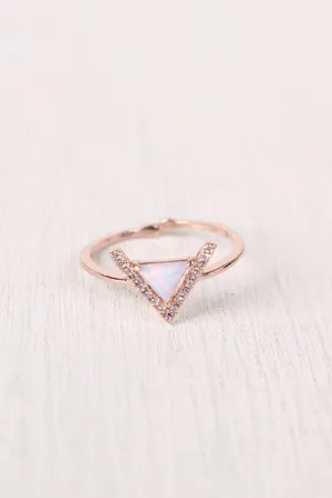 Rhinestone Accent Triangle Gemstone Ring