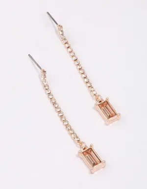 Rose Gold Cup Chain Radiant Drop Earrings