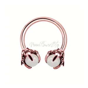 Rose Gold Dragon Claw Crystal Septum Horseshoe Barbell Ring