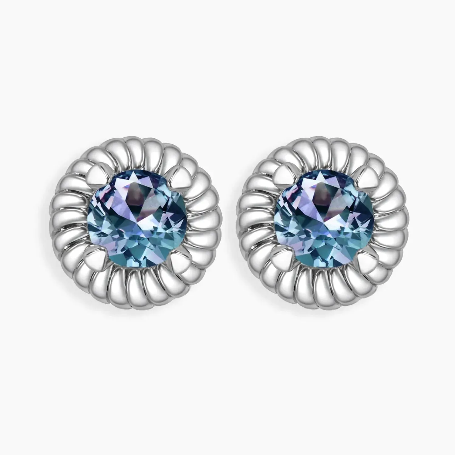 Round Shape Alexandrite Convertible Stud Earrings in Silver - Irosk Australia ®