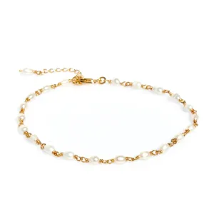 Seaside Bliss Pearl Anklet Gold