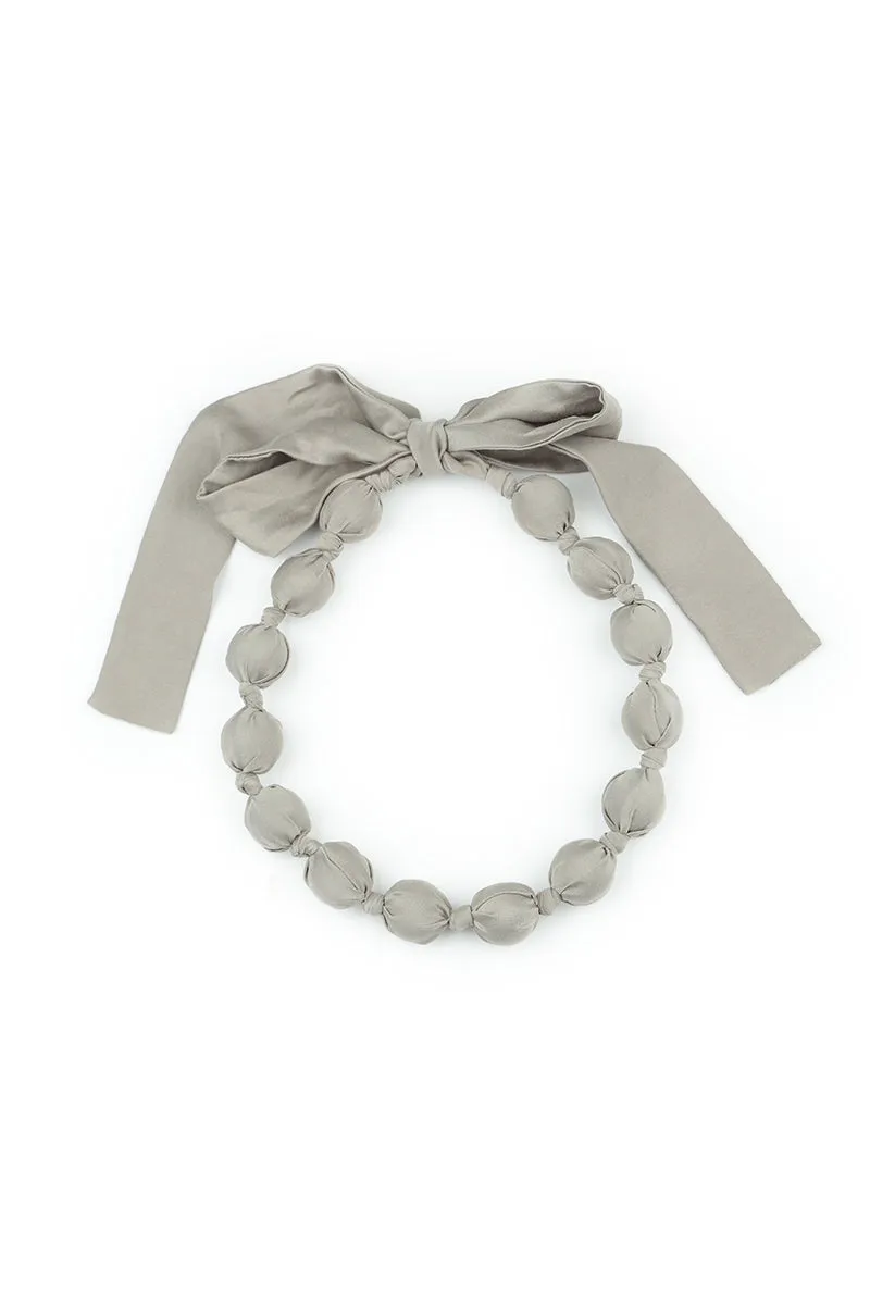 Short Silver Sage Silk Bead Necklace