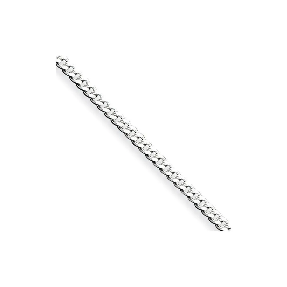 Silver Polished 2.00-mm Solid Curb Link Chain