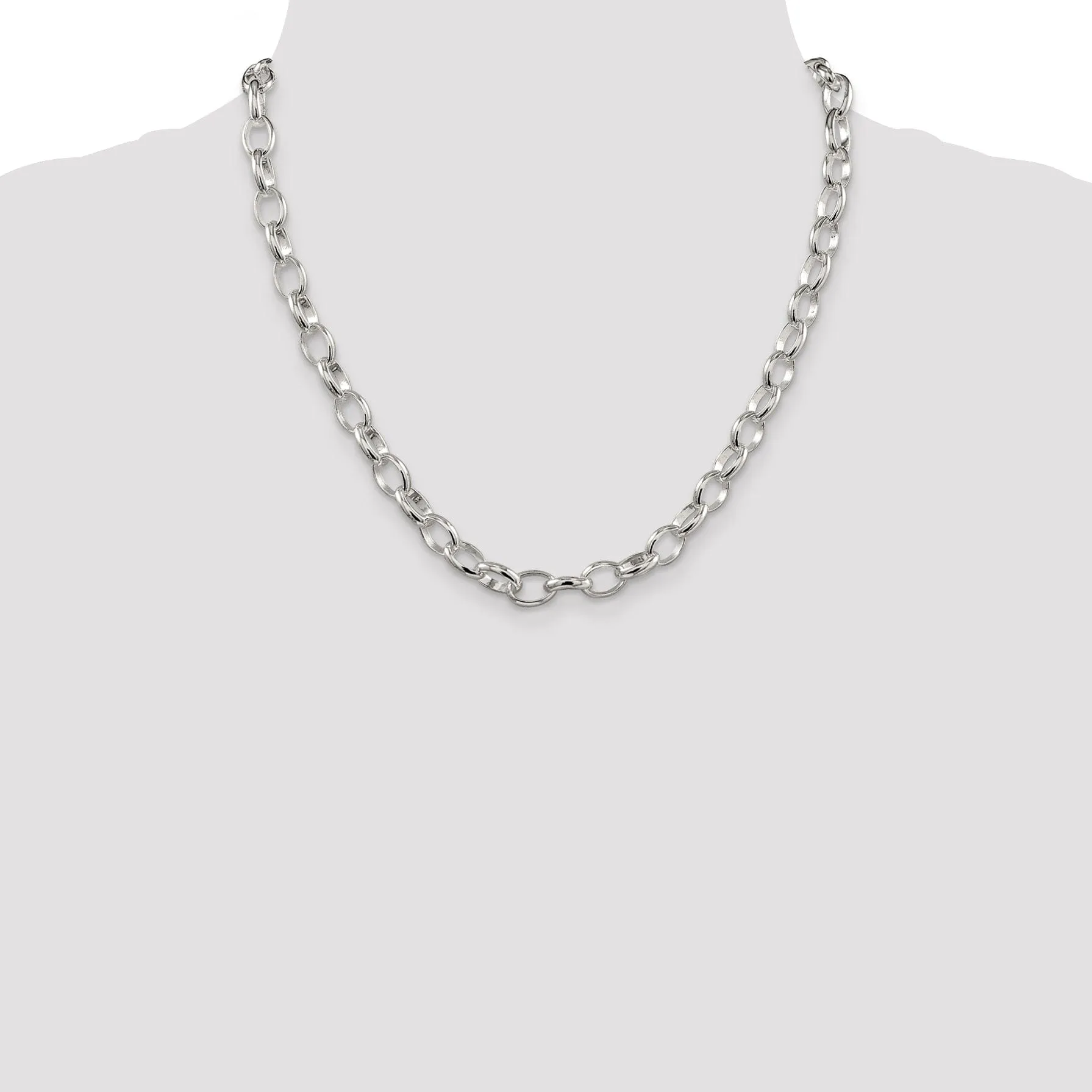 Silver Polished 8.00-mm Fancy Rolo Chain