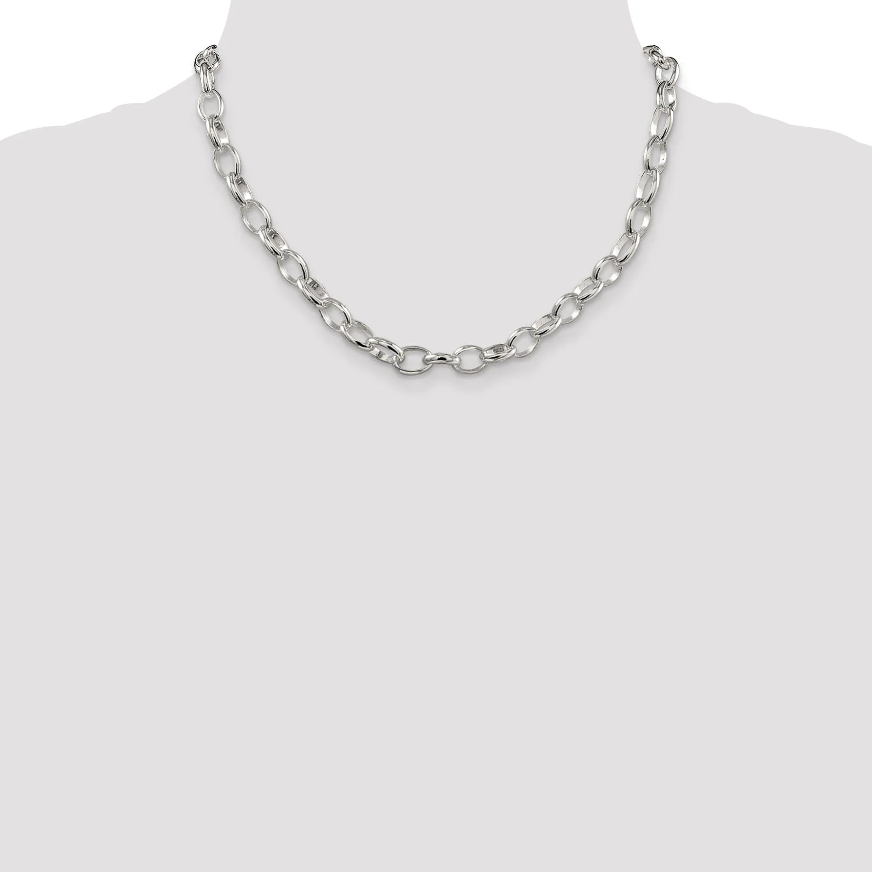 Silver Polished 8.00-mm Fancy Rolo Chain