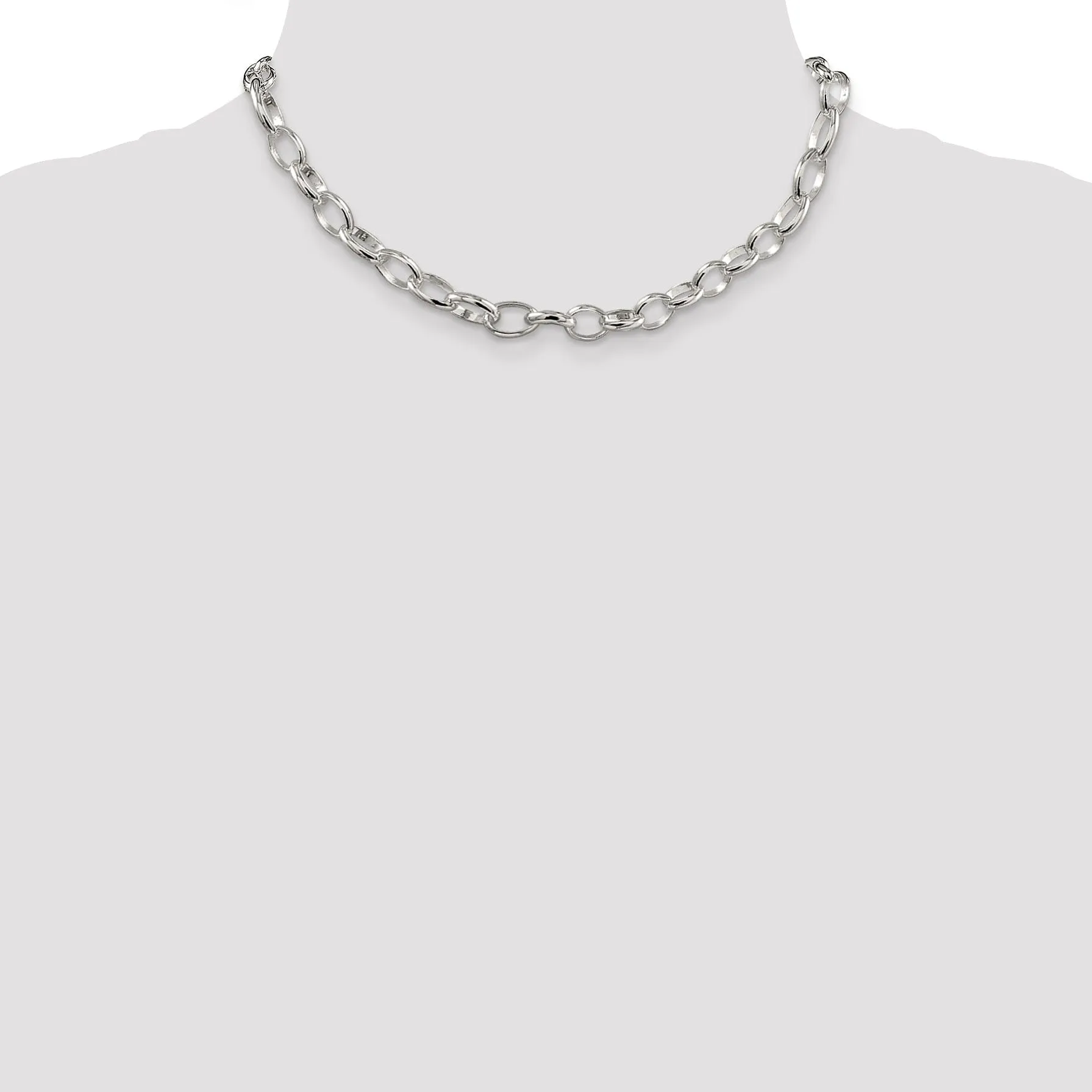 Silver Polished 8.00-mm Fancy Rolo Chain