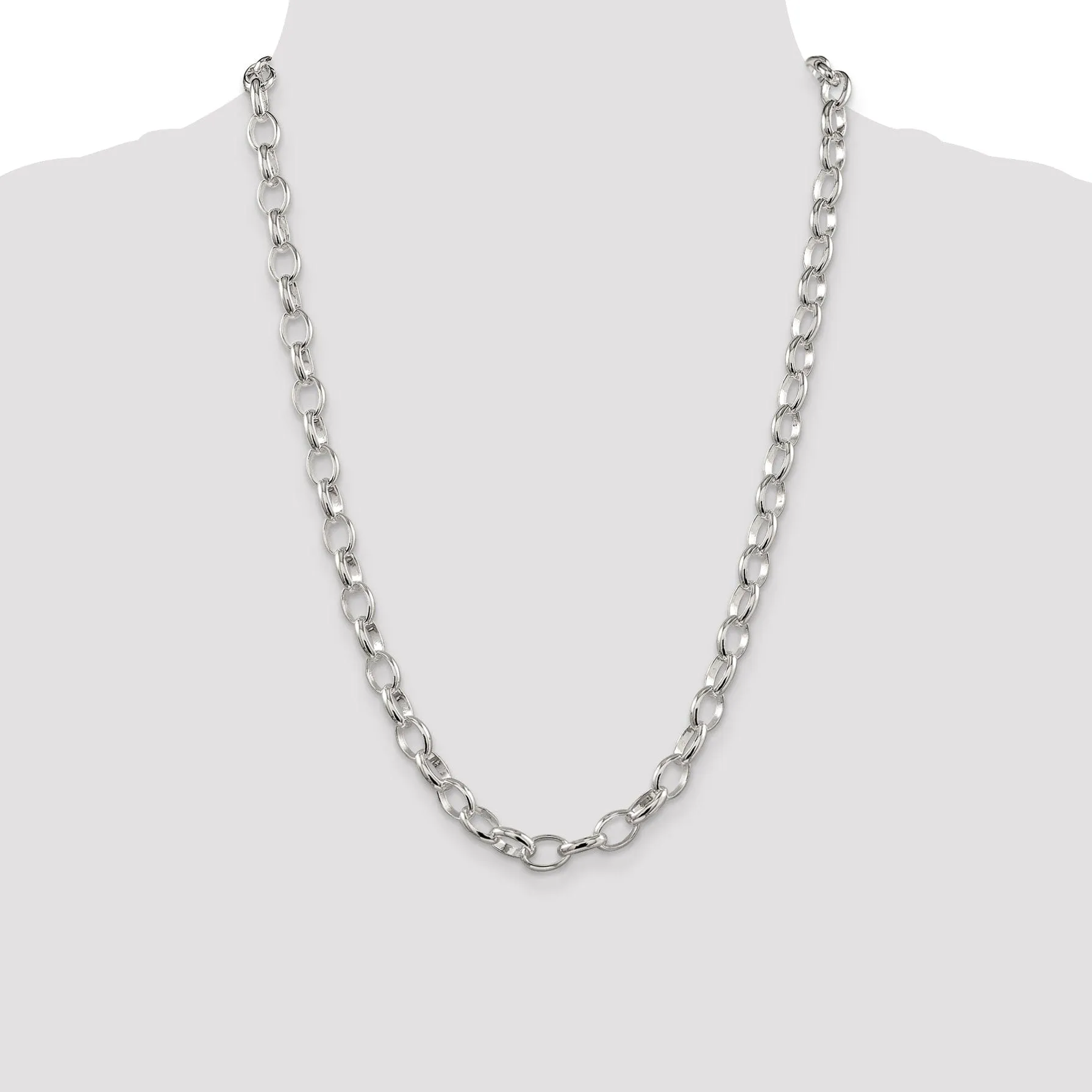 Silver Polished 8.00-mm Fancy Rolo Chain