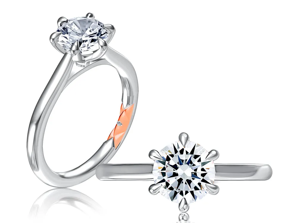 Six Prong Round Center Solitaire Diamond Engagement Ring