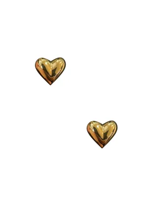 Small Puffy Heart Studs - Gold