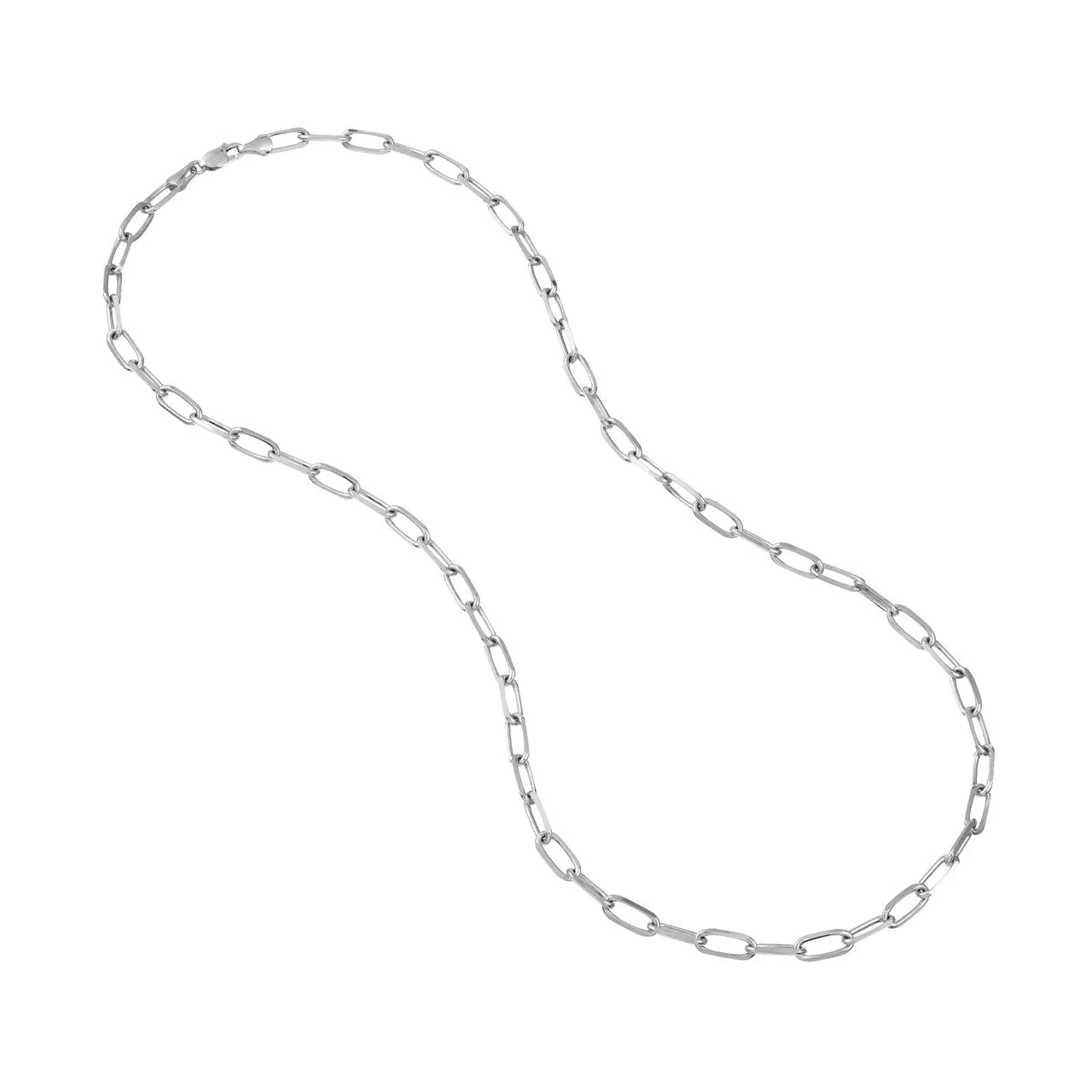 Solid 14K Gold 5mm Paperclip Chain Necklace with Lobster Lock