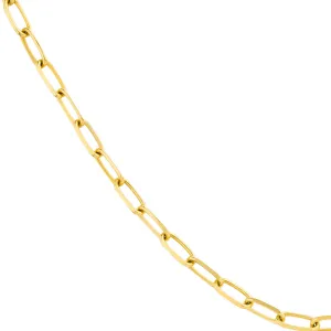 Solid 14K Gold 5mm Paperclip Chain Necklace with Lobster Lock