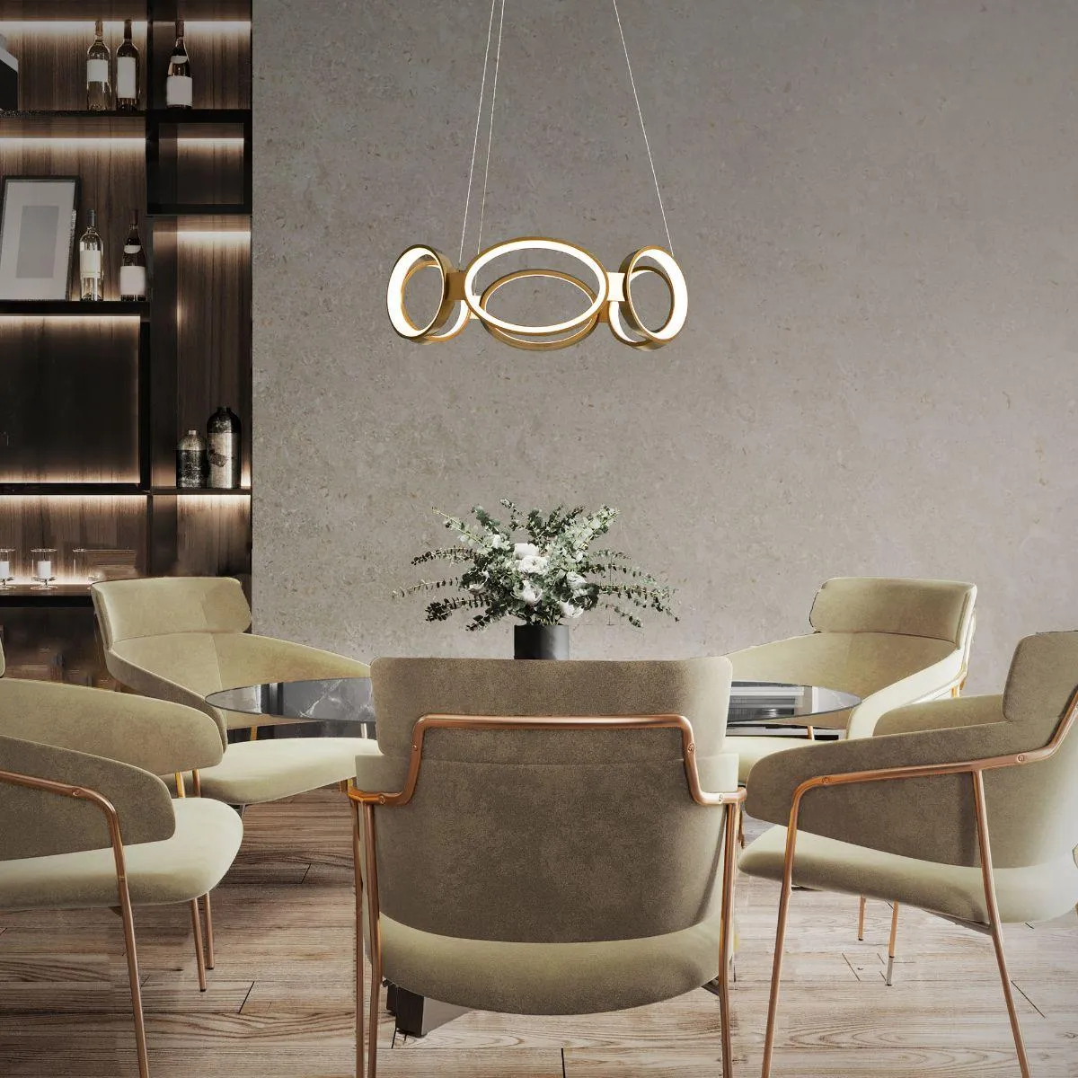 Solitaire 24 in. LED Pendant Light Brass finish