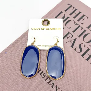 Southern Charm Oval Earrings in Navy Blue