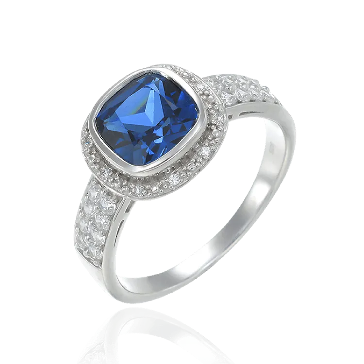 Sparkling Blue Sapphire Bezel Set Ring