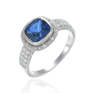 Sparkling Blue Sapphire Bezel Set Ring