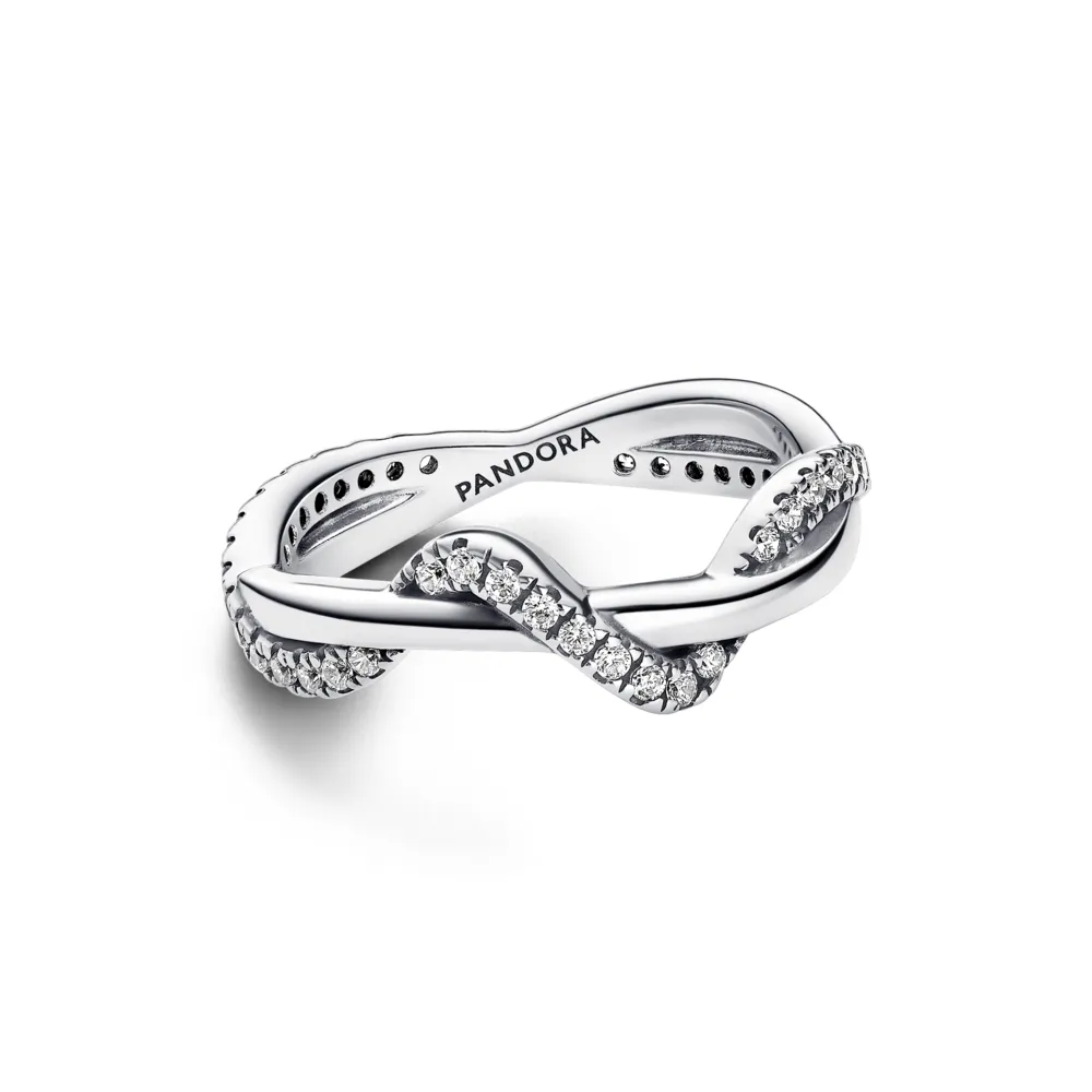 Sparkling Intertwined Wave Ring