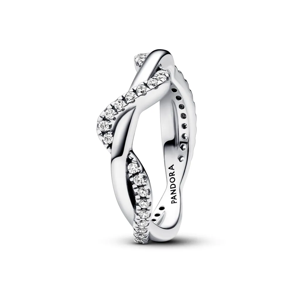 Sparkling Intertwined Wave Ring