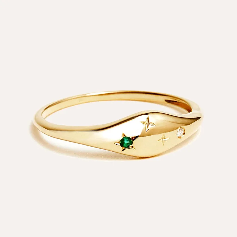 Sparkling Nova Gemstone Zodiac Curve Ring