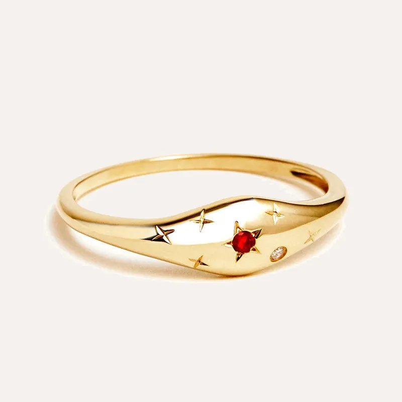 Sparkling Nova Gemstone Zodiac Curve Ring