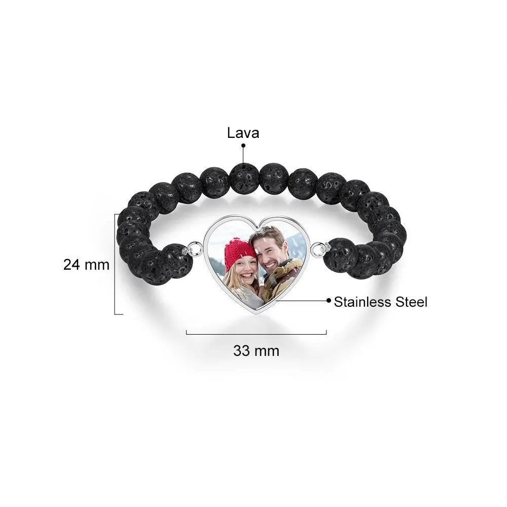 Stainless Steel Photo Engraved Black Bracelet