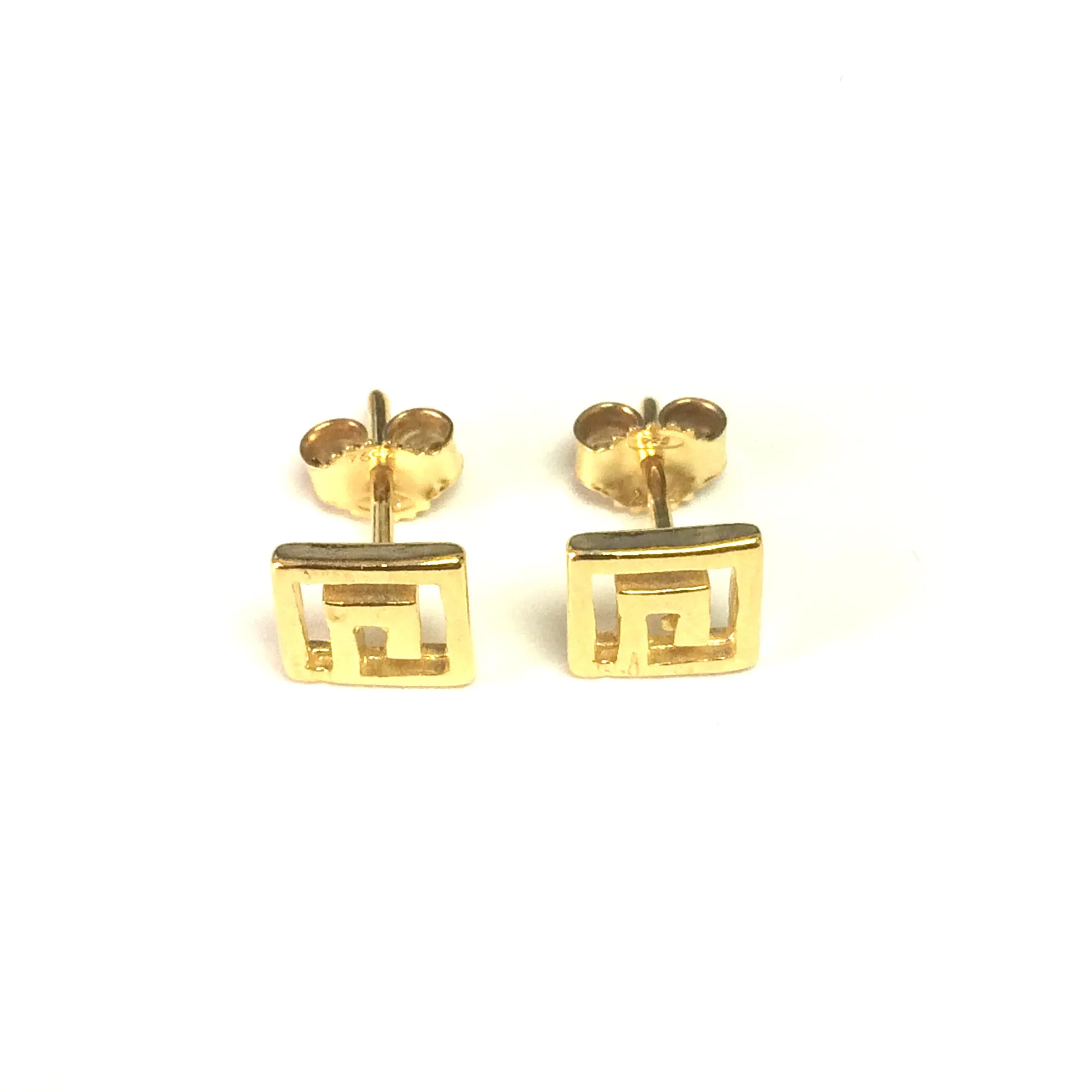 Sterling Silver 18 Karat Gold Overlay Greek Key Stud Earrings