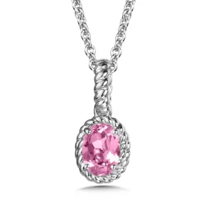 Sterling Silver Created Pink Sapphire Pendant