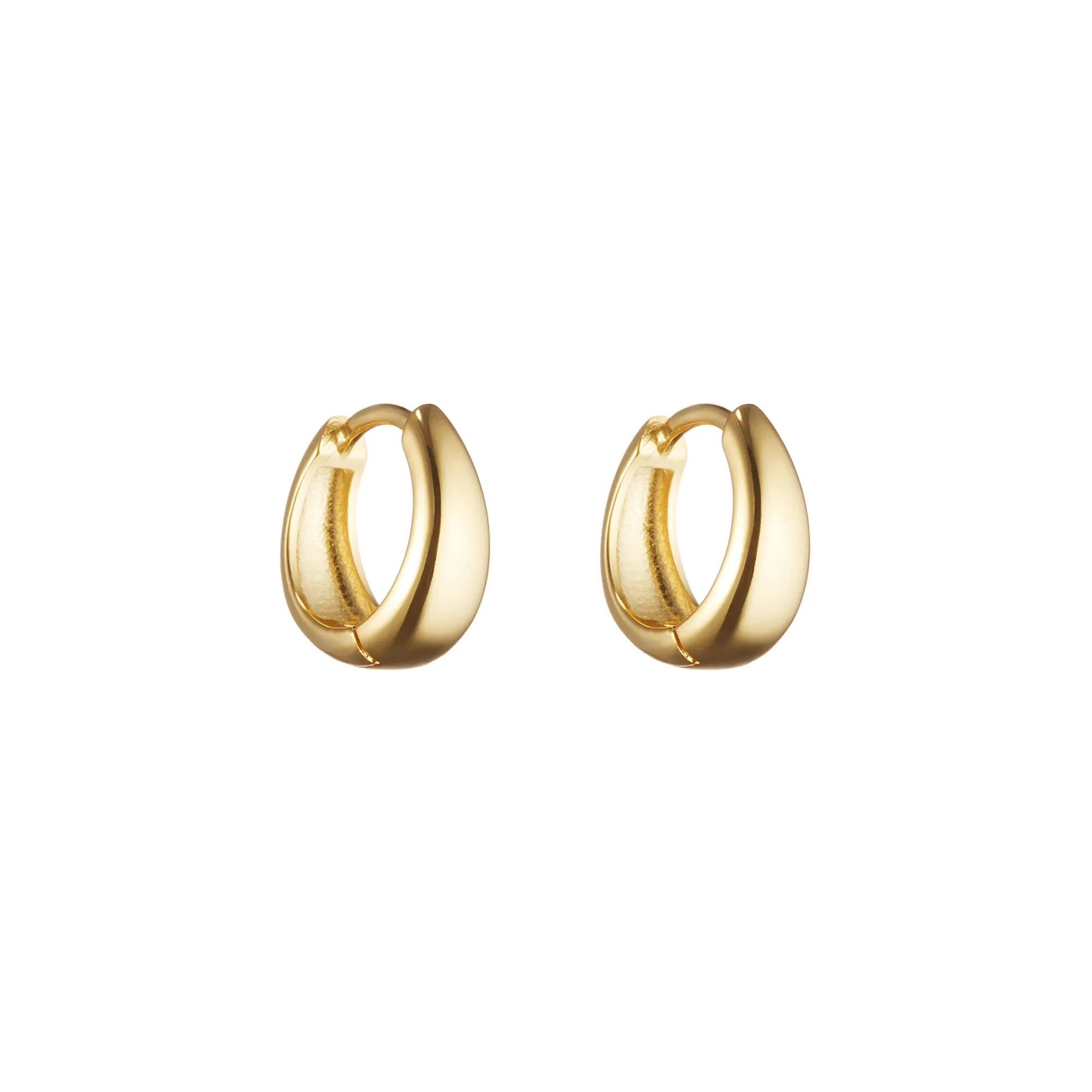 Tapered Huggie Hoops in Gold