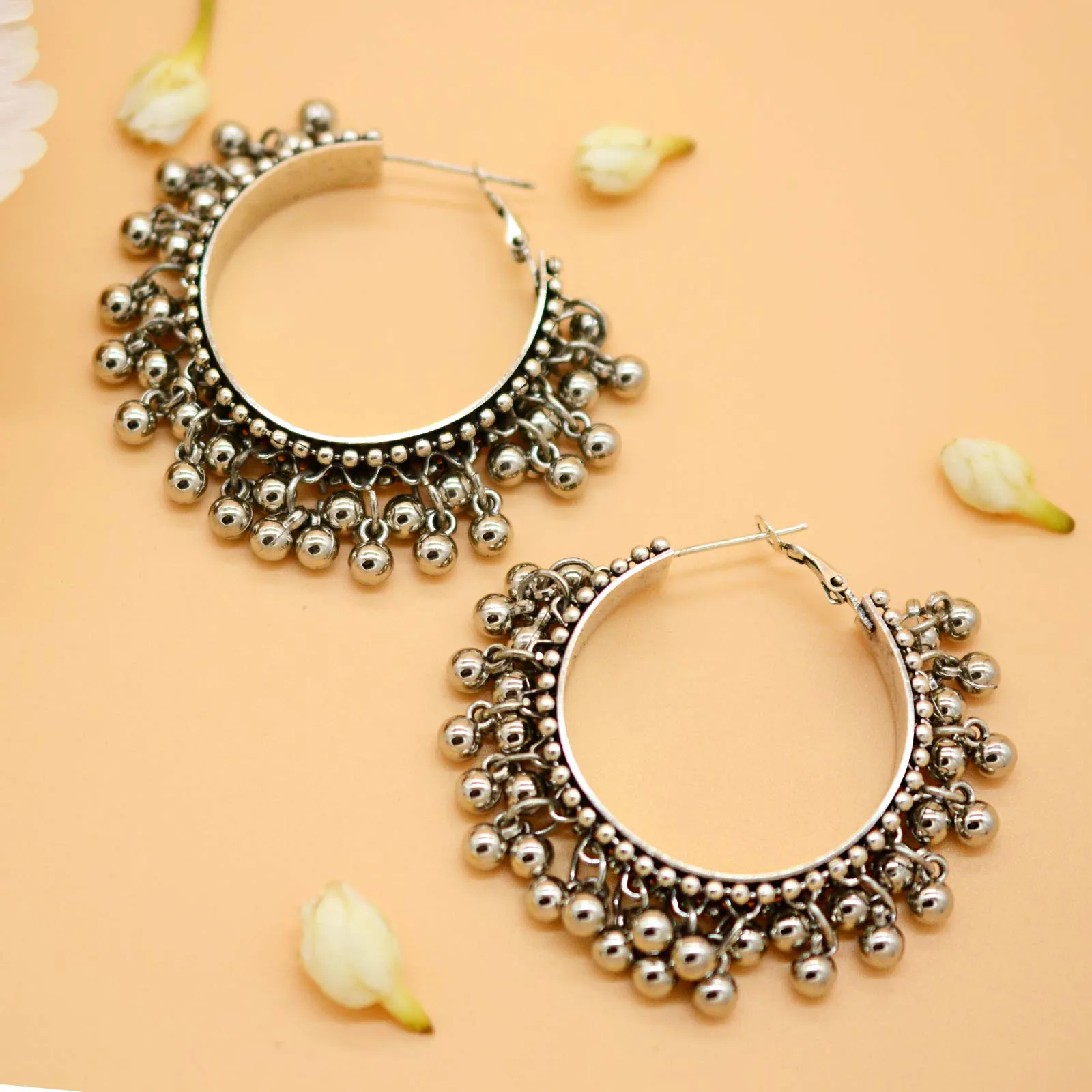 Teejh Gungroo Silver Hoops Earrings For Women