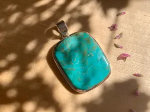 Tibetan Turquoise Naevia Pendant - Large Square