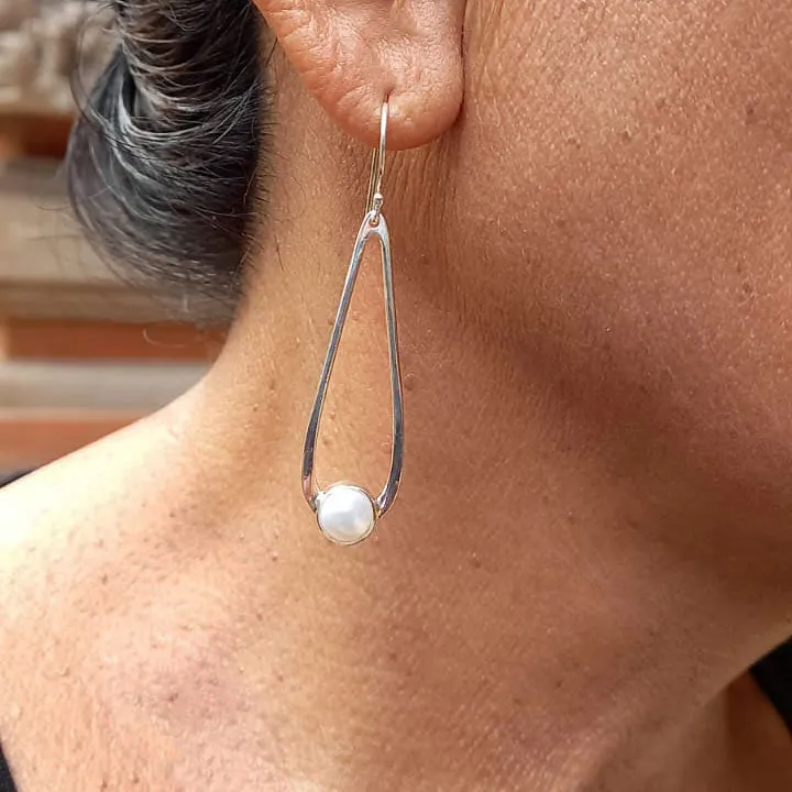 Timeless Teardrop Pearl Earrings - Sterling Silver, Indonesia