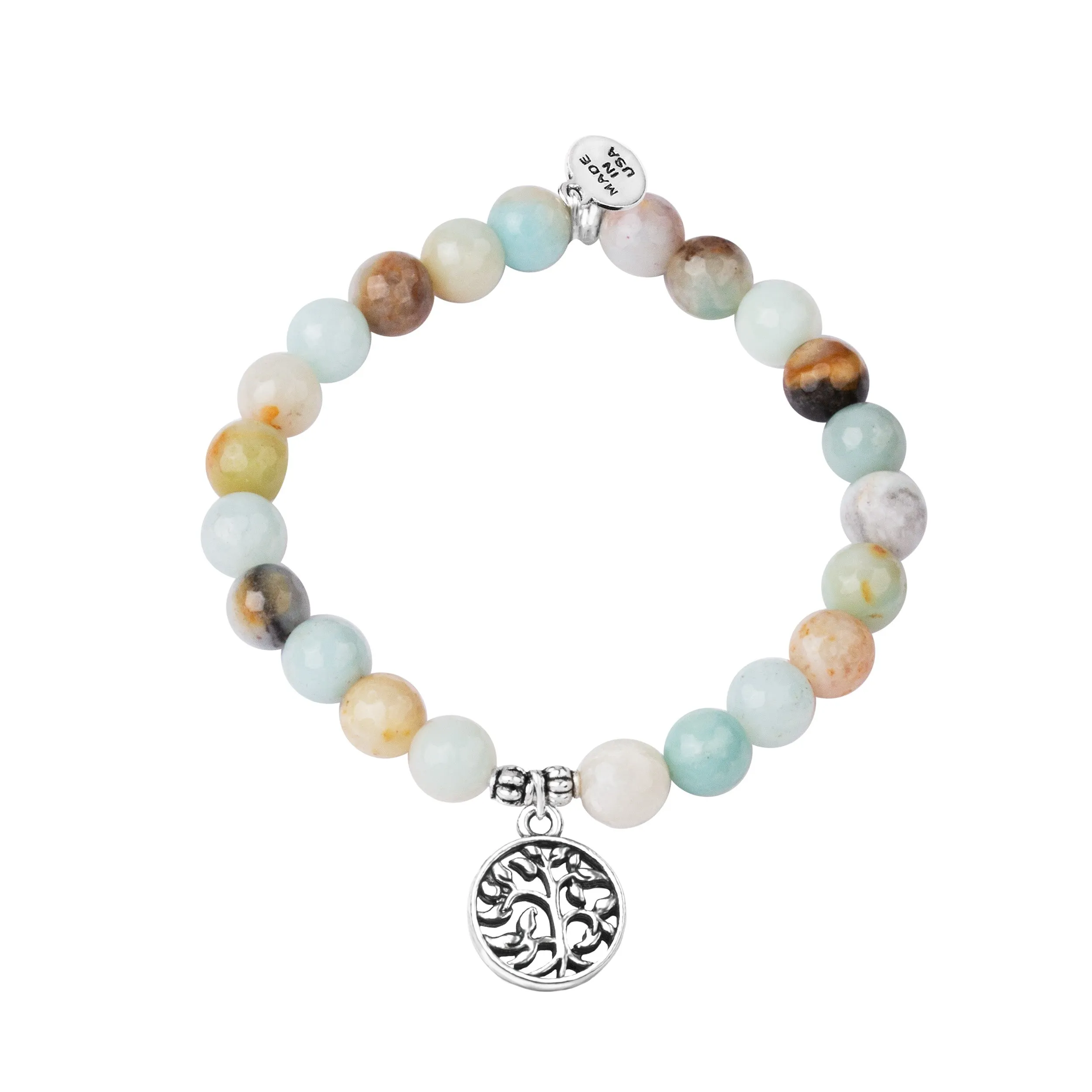 Tree of Life | Stone Beaded Charm Bracelet | Amazonite