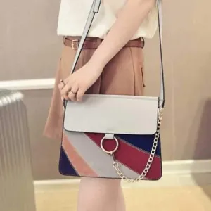 Trendy Color Block and Splicing Design Crossbody Bag For Women - Gray