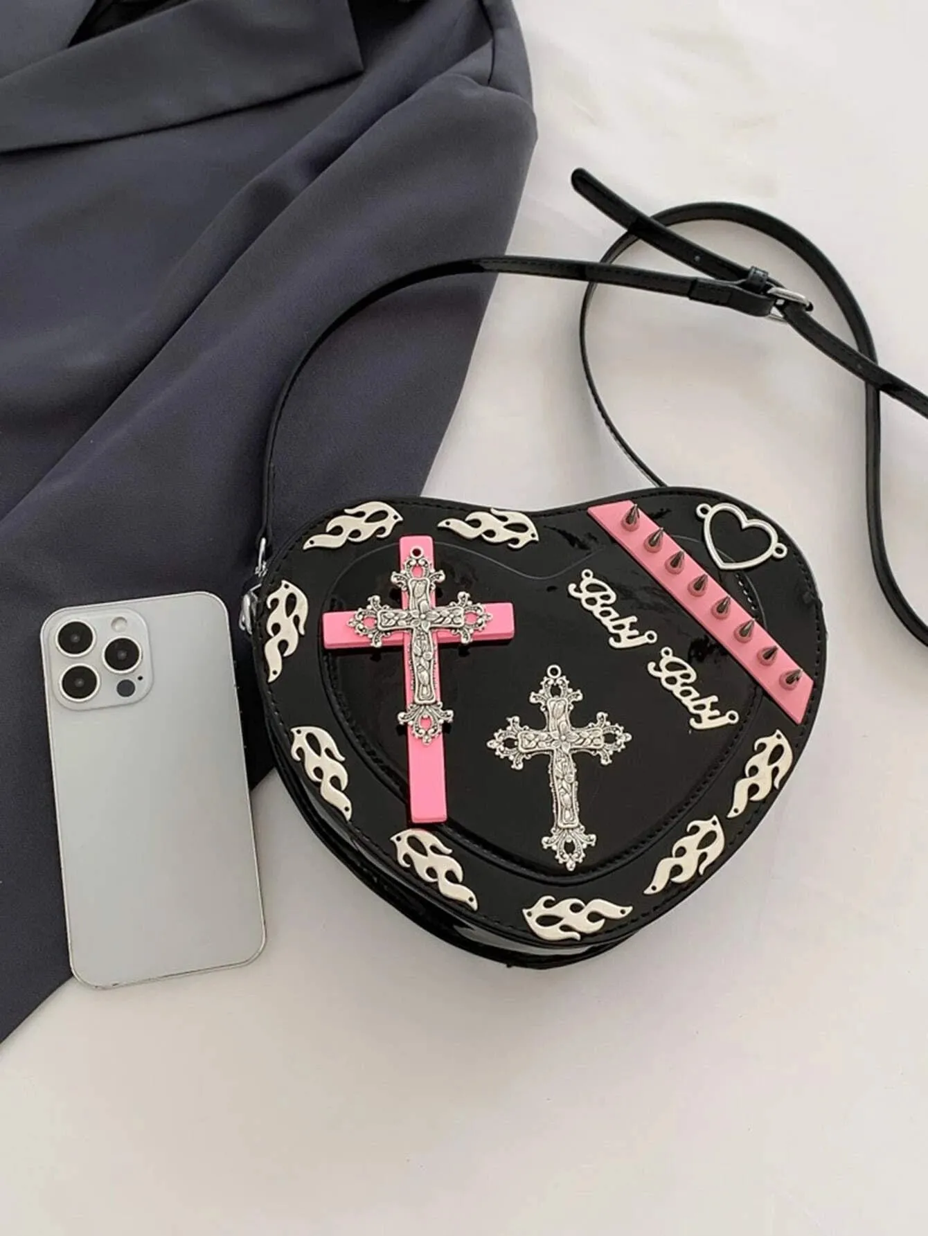 Trendy Gothic Punk Y2K Coffin Shape Gothic Crossbody Bag