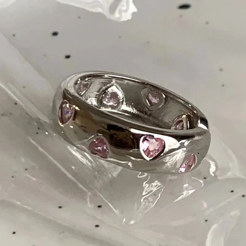 VAIGE Dazzling Heart-Shaped Pink Zircon Rings