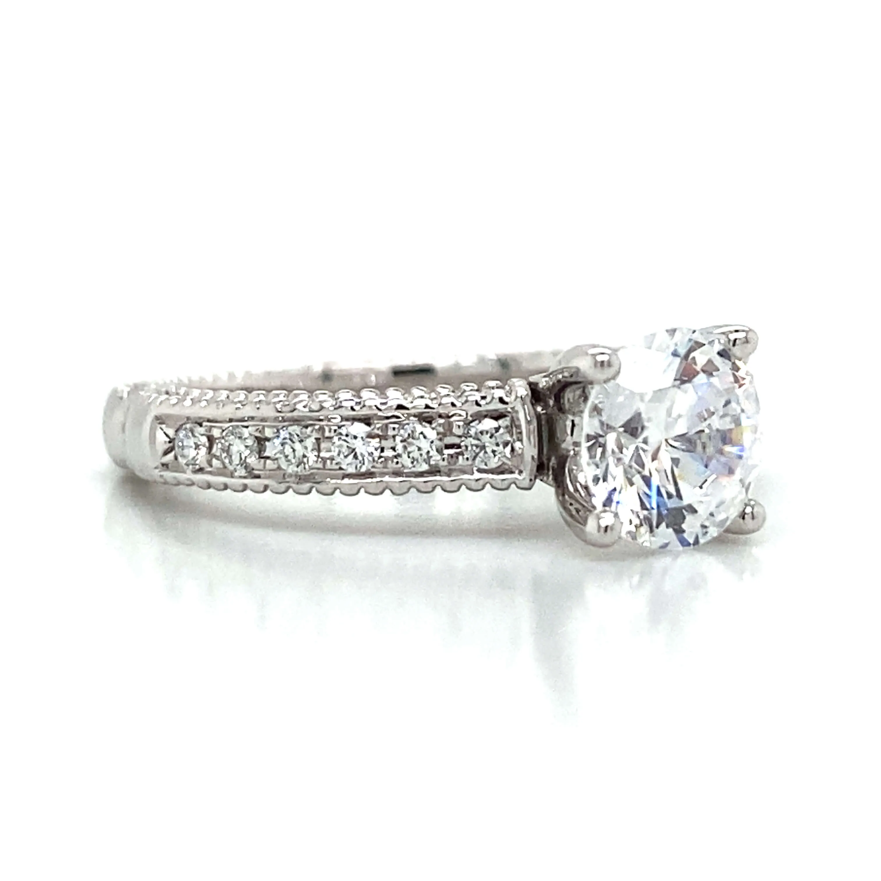 Verragio Pave Milgrain Engagement Ring in 18K White Gold