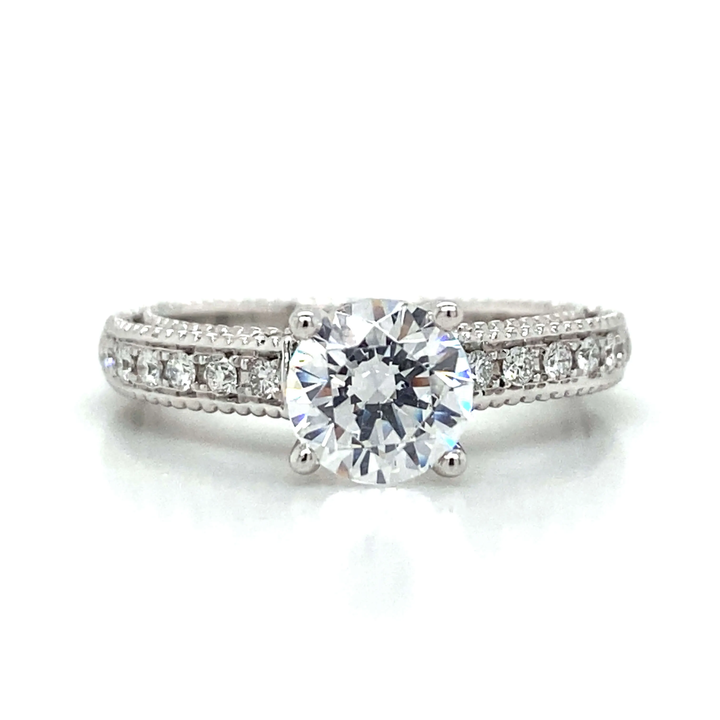 Verragio Pave Milgrain Engagement Ring in 18K White Gold