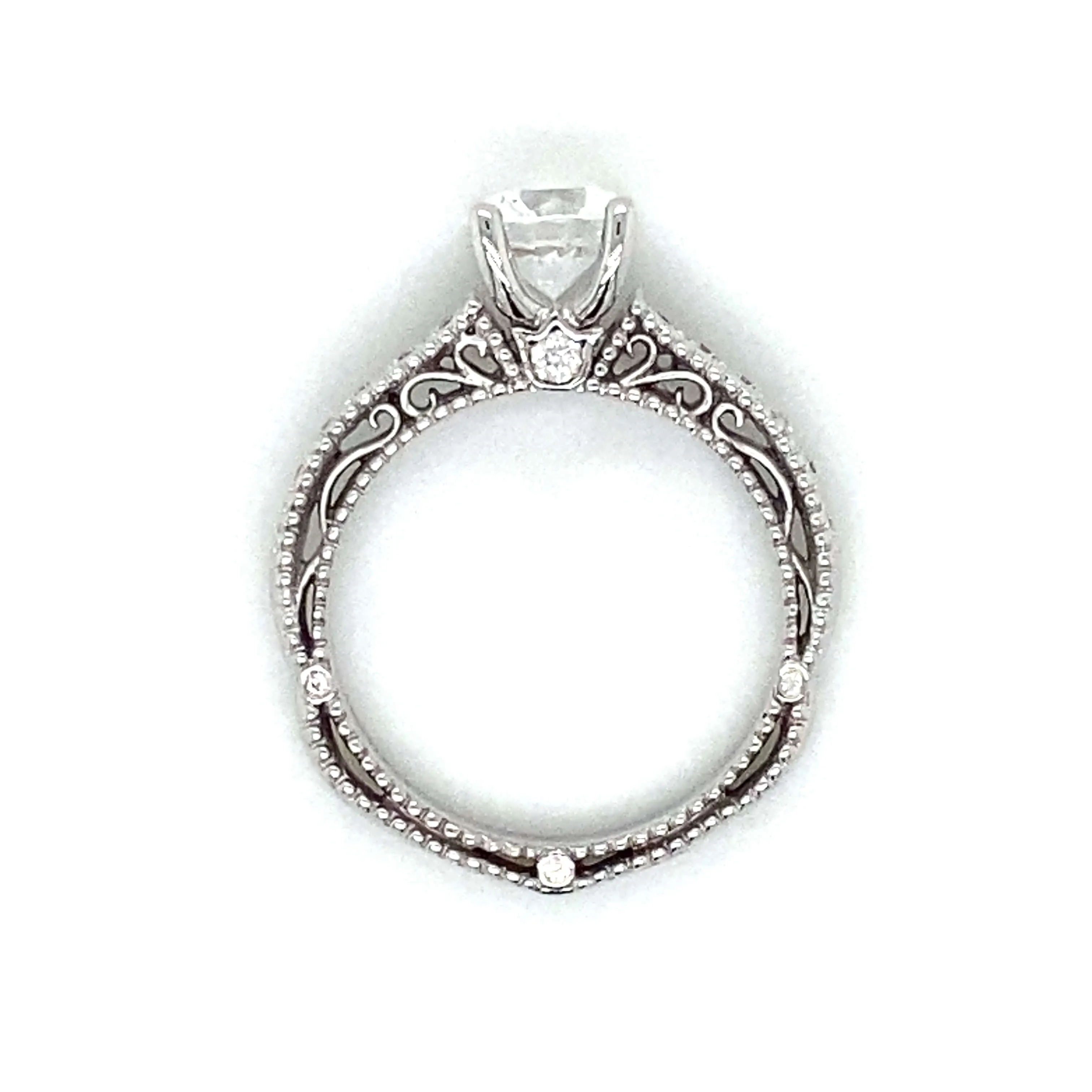 Verragio Pave Milgrain Engagement Ring in 18K White Gold