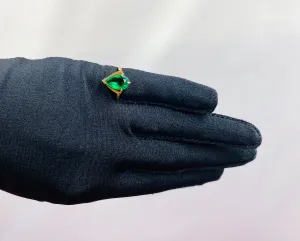 Vintage Green Emerald Pear Cut 10K Gold Ring, Size 6